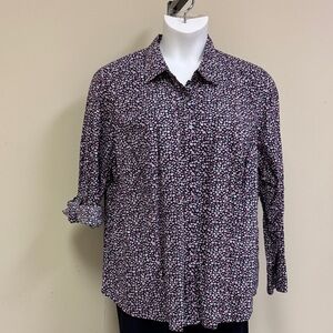 Talbots Button Down Shirt - Navy and Pink Floral